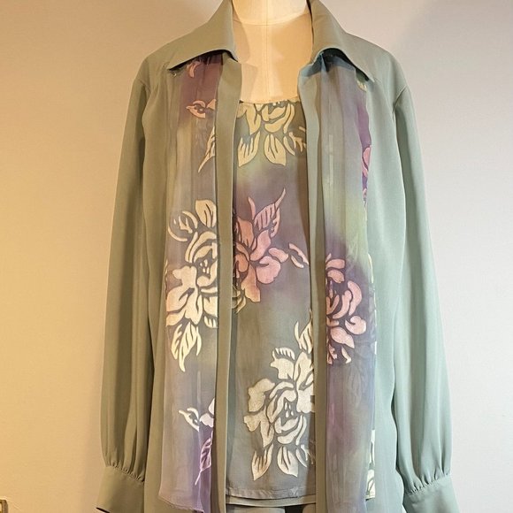 Palazzo Pants with shell & Jacket, Bassonelli Brand, size 16 - Picture 1 of 7
